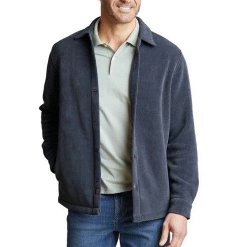 Copper & Oak Men’s Shirt Jacket Slate Blue Gray Large L NWT Heavyweight Fleece